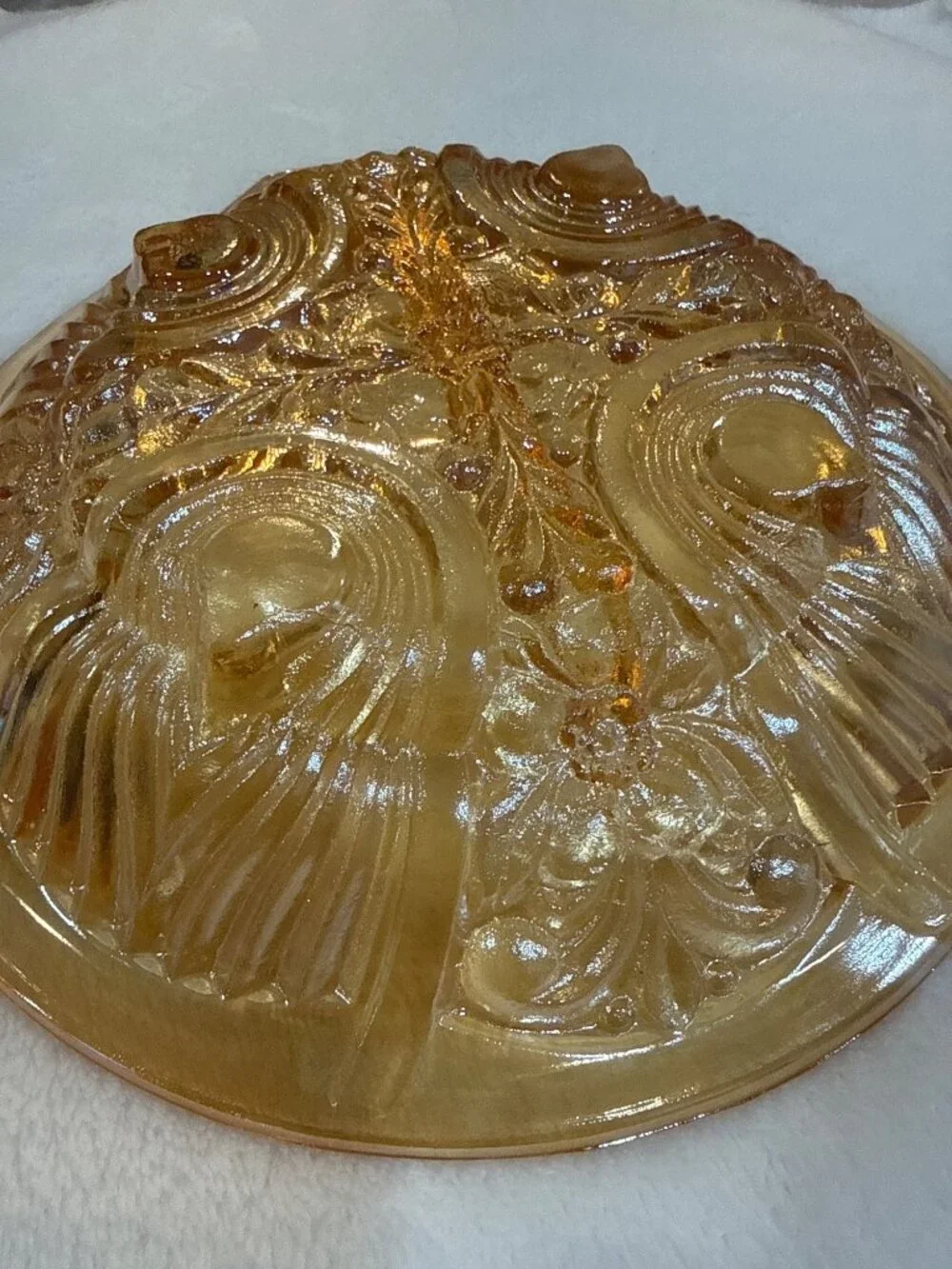 vintage Indiana Glass Killarney Marigold Carnival Glass Divided Relish Dish